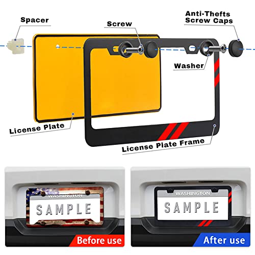 GZSH 2 PCS Matte License Plate Frames Aluminum Alloy License Plate Cover Holder fits for All Universal License Plate Covers Accessories for Front and Rear Car Tags - Image 4