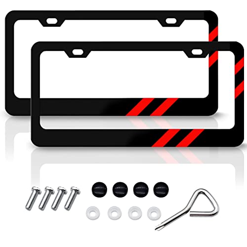 GZSH 2 PCS Matte License Plate Frames Aluminum Alloy License Plate Cover Holder fits for All Universal License Plate Covers Accessories for Front and Rear Car Tags - Image 1