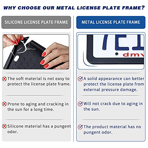 GZSH 2 PCS Matte License Plate Frames Aluminum Alloy License Plate Cover Holder fits for All Universal License Plate Covers Accessories for Front and Rear Car Tags - Image 5
