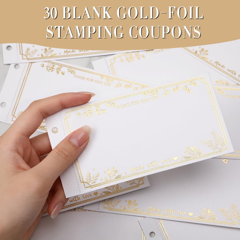 JULEASEL Love Coupons for Him â€“ 30 Blank Personalized Coupons | Romantic Valentines Gifts for Him, Thoughtful Valentines Day Gifts for Husband, Cute Vday Gift for Boyfriend (Vintage Brown) - Image 2