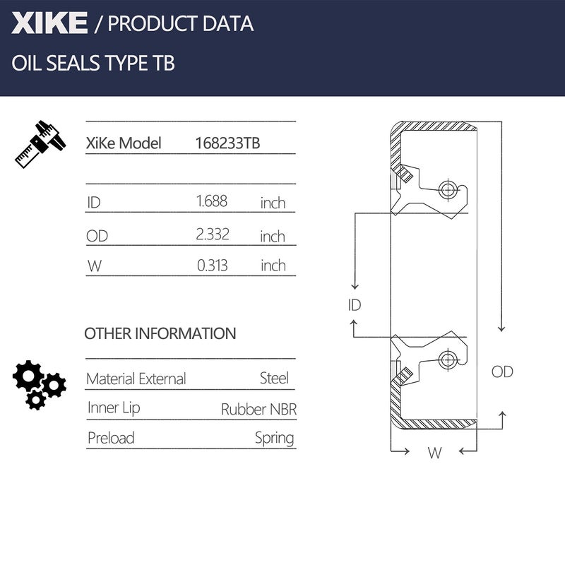 XIKE 2 Pcs 168233TB (10-36) ID 1.688"" x OD 2.332"" Trailer Hub Wheel Grease Seals  Fits 3 500-4 200 lbs Axles/Spindles #84. - Image 2