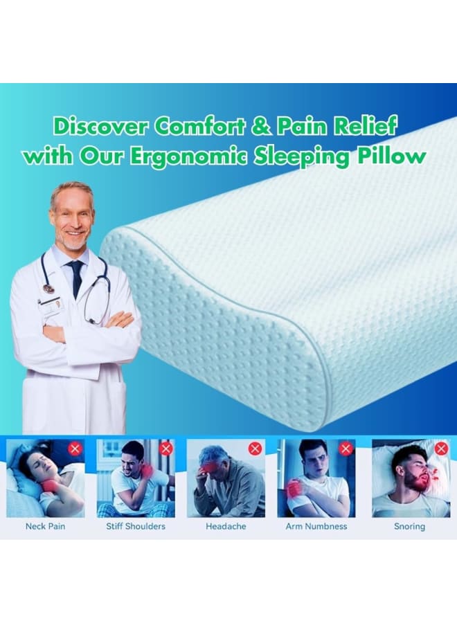 وسادة سرير من ميموري فوم ، تصميم مريح لدعم الرقبة مع تقنية الارتداد، وسادة طبية للنوم على الجانب أو الظهر، لتخفيف آلام الرقبة والكتف - Image 2
