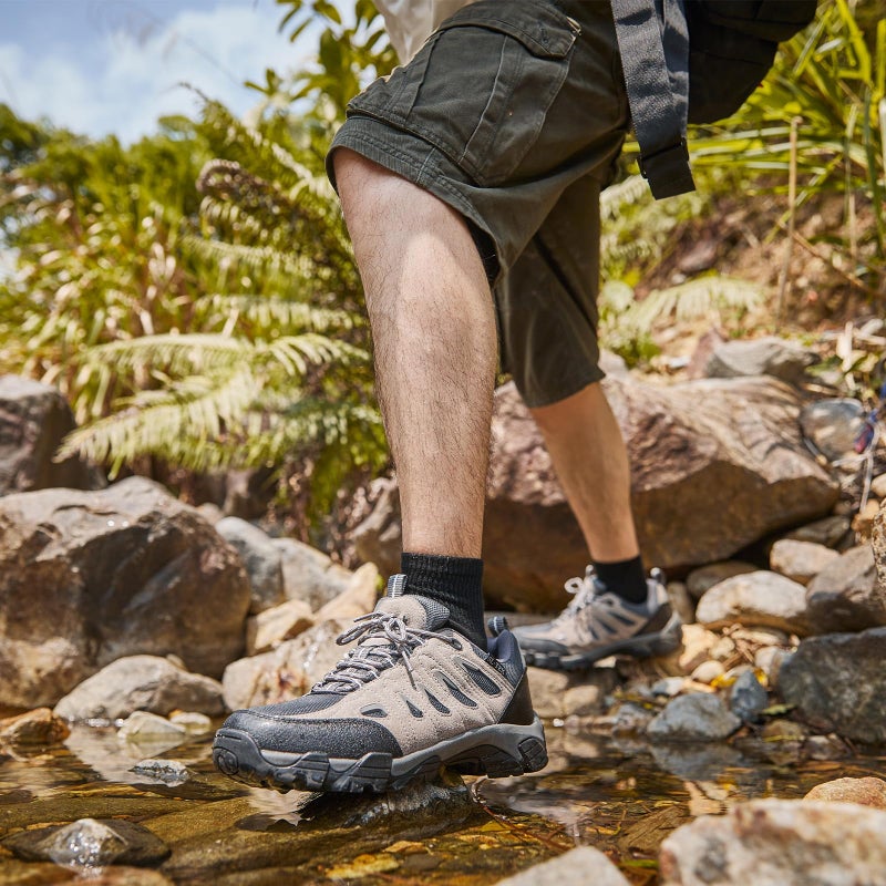 SHULOOK Men's Waterproof Hiking Shoes Lightweight Breathable Trekking Trails Shoes Non-Slip Outdoor Shoes - Image 4