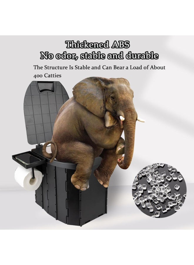 BlueFire Portable Folding Camping Toilet for Adults 🚻 | Foldable Travel Potty with Removable Phone Shelf & Toilet Paper Holder 📱🧻 | Heavy-Duty 400 lbs Load ABS Outdoor Commode Bucket | Waterproof, Lightweight, Easy-Clean Porta Potty for Car, Tent, Hiking, Fishing, Road Trips, Camping & Emergencies 🌄💧 | Multi-Functional Design – Use as Toilet, Trash Can, Storage Box or Seat | Compact Foldable Toilet with Lid & Carry Bag for Ultimate Convenience Anywhere, Anytime 🚙✨ - Image 3