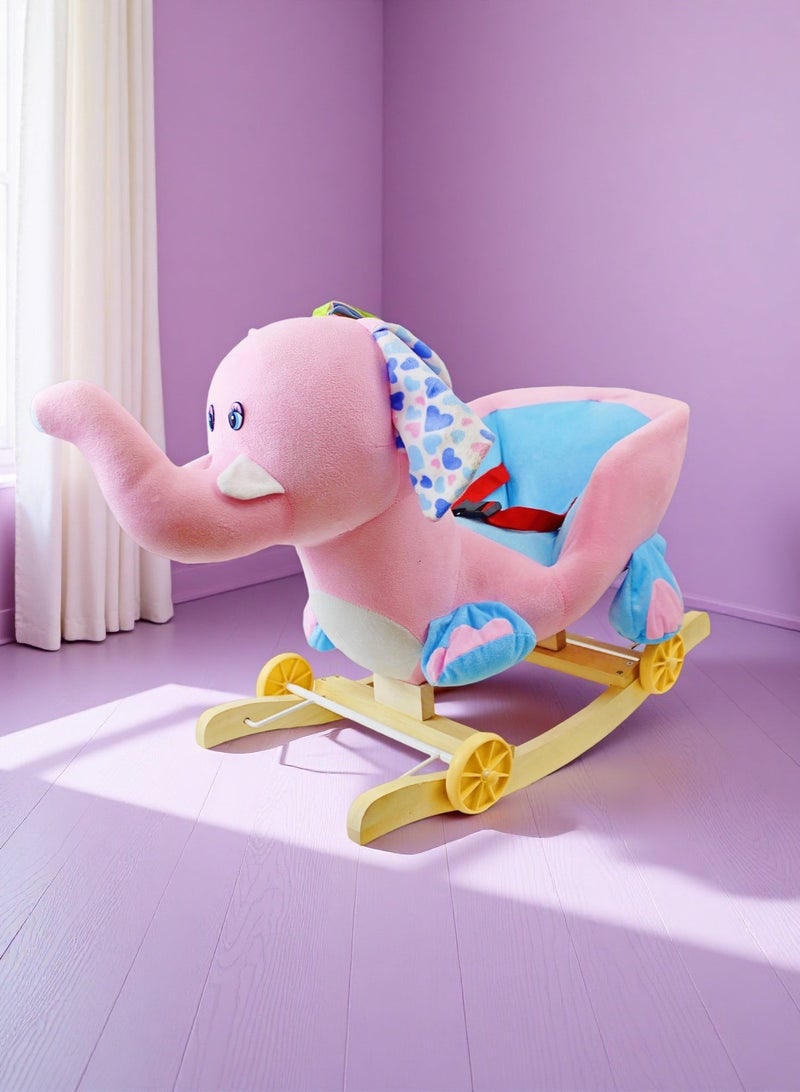 إيزي فيتشور حصان هزاز 2 في 1 من إيزي فيوتشر للأطفال الصغار، لعبة هزازة قطيفة مع عجلات ومنزلق - Image 1