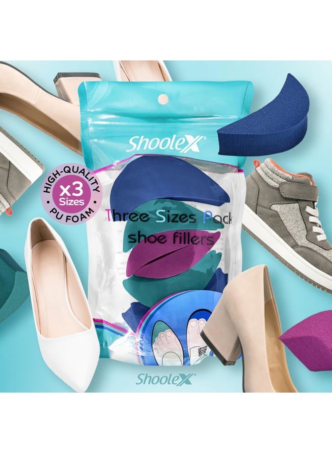 Shoolex 3 Sizes Pack Shoe fillers for Too Big Shoes Men/Women Toe Cushion Insert to Make Shoes Fit Tighter Foam Shoe Size Reducer for Sport Dress Casual High Heels and Boots - Image 2