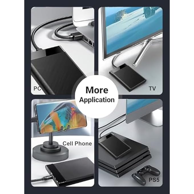 rayihni حافظة قرص صلب 2.5 بوصة 6 جيجابت في الثانية USB C 3.0/3.1 مع غطاء منزلق وحافظة SSD بدون أدوات من نوع 2.0 C بسعة 5 تيرابايت لقرص صلب خارجي متين لأجهزة اللابتوب - Image 3