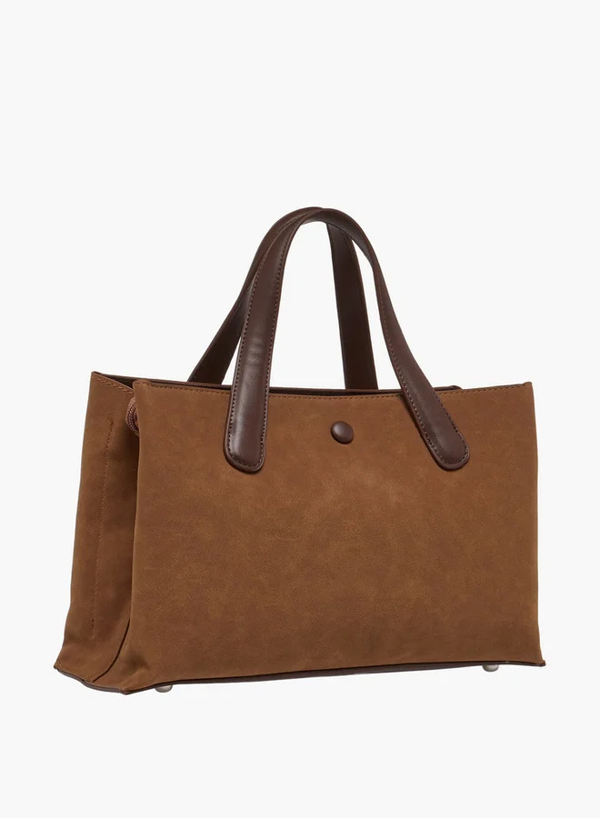 Flora Bella By Shoexpress Solid Tote Bag with Detachable Strap and Pouch