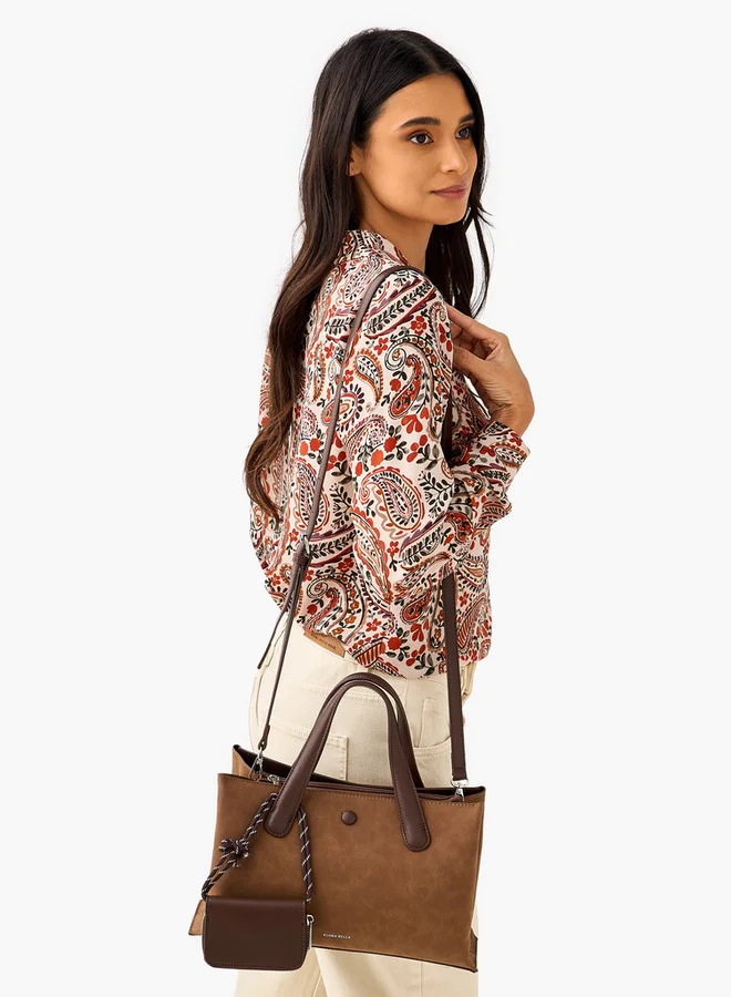 Flora Bella By Shoexpress Solid Tote Bag with Detachable Strap and Pouch