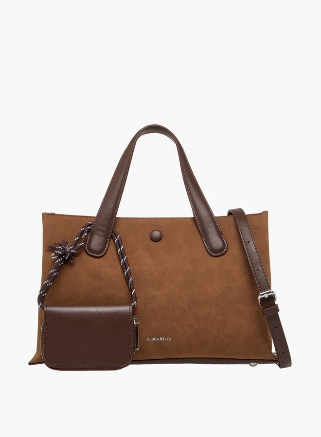 Flora Bella By Shoexpress Solid Tote Bag with Detachable Strap and Pouch