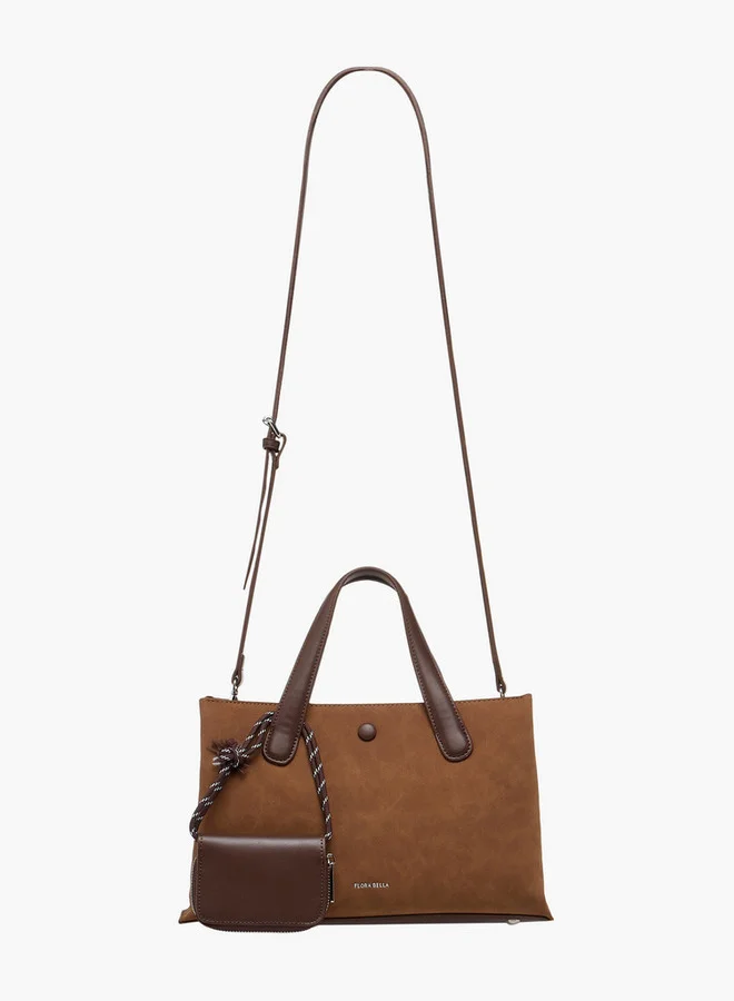 Flora Bella By Shoexpress Solid Tote Bag with Detachable Strap and Pouch