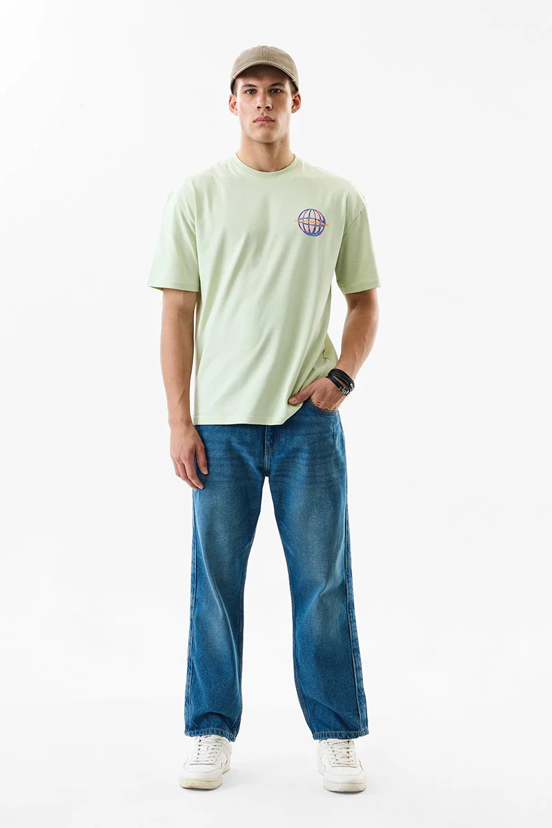 سنيتش Blue Solid Wide Leg Casual Jeans