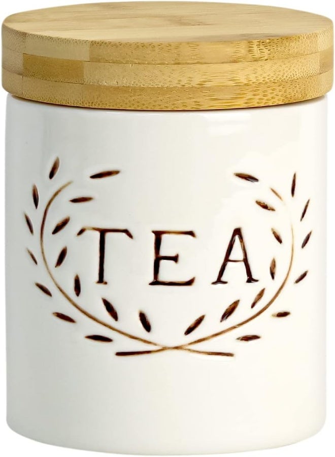 AKDC Orchid Ceramic Canister - Coffee, Sugar, Tea Container Food Storage Jars With Airtight Bamboo Lid Kitchen Décor 24.68 Fl Oz (730 Ml) Multipurpose Tableware Dining Hotel Restaurant (Tea) - Image 3