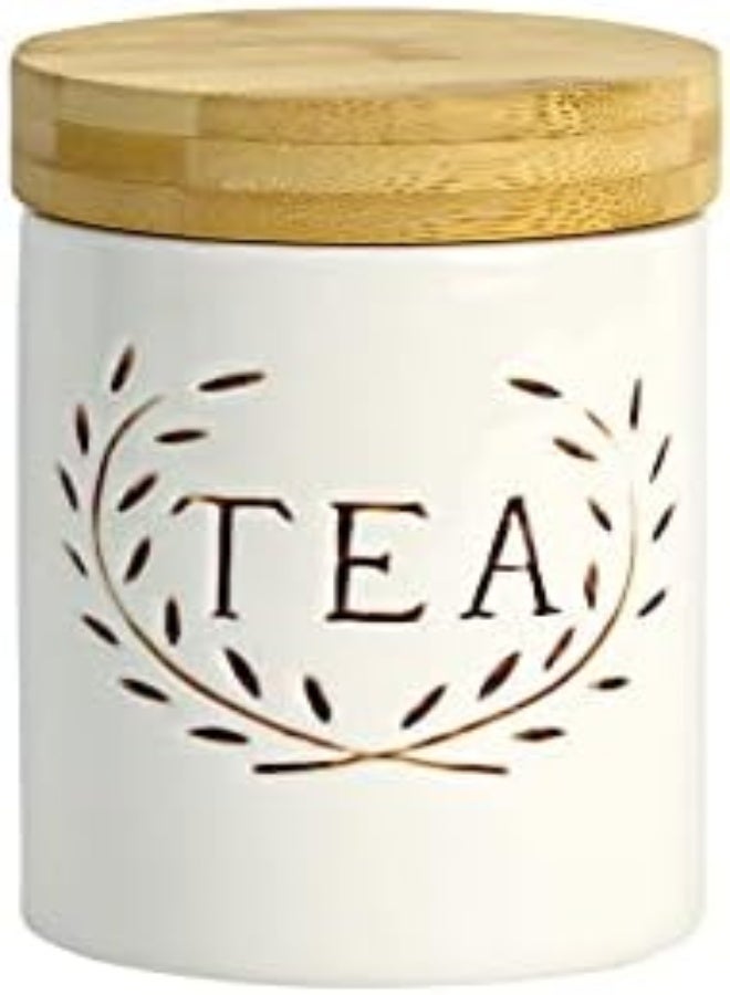 AKDC Orchid Ceramic Canister - Coffee, Sugar, Tea Container Food Storage Jars With Airtight Bamboo Lid Kitchen Décor 24.68 Fl Oz (730 Ml) Multipurpose Tableware Dining Hotel Restaurant (Tea) - Image 2