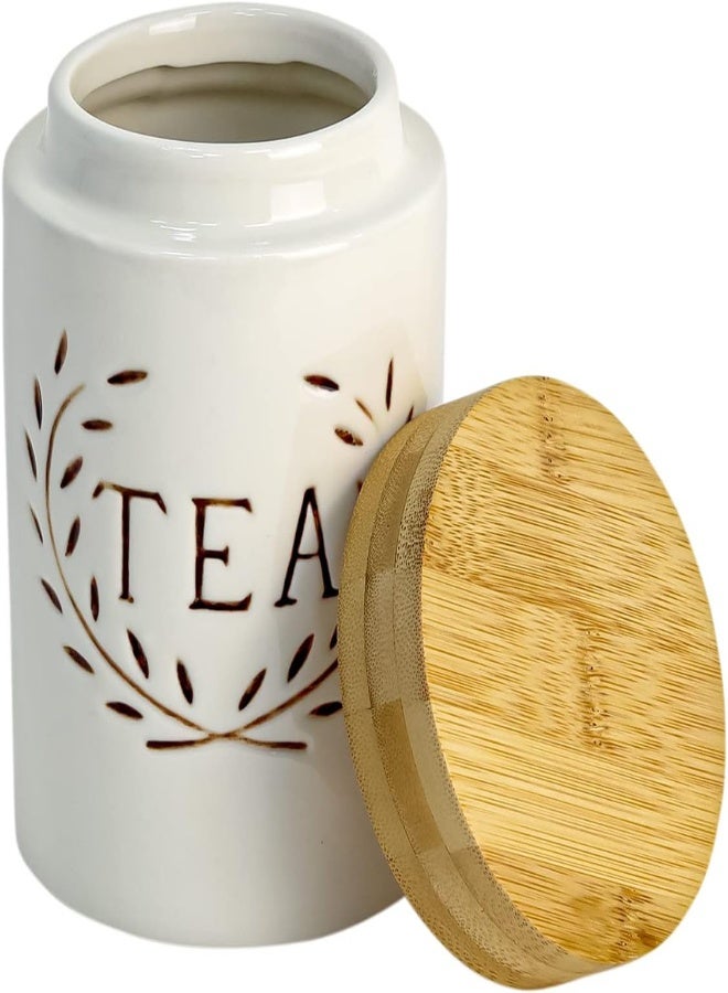 AKDC Orchid Ceramic Canister - Coffee, Sugar, Tea Container Food Storage Jars With Airtight Bamboo Lid Kitchen Décor 24.68 Fl Oz (730 Ml) Multipurpose Tableware Dining Hotel Restaurant (Tea) - Image 5