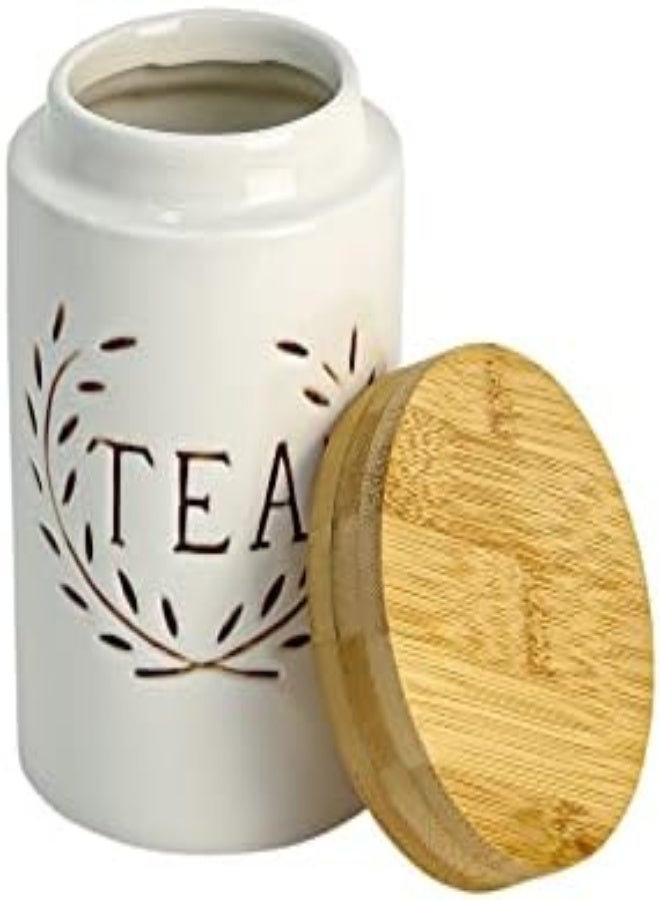 AKDC Orchid Ceramic Canister - Coffee, Sugar, Tea Container Food Storage Jars With Airtight Bamboo Lid Kitchen Décor 24.68 Fl Oz (730 Ml) Multipurpose Tableware Dining Hotel Restaurant (Tea) - Image 4