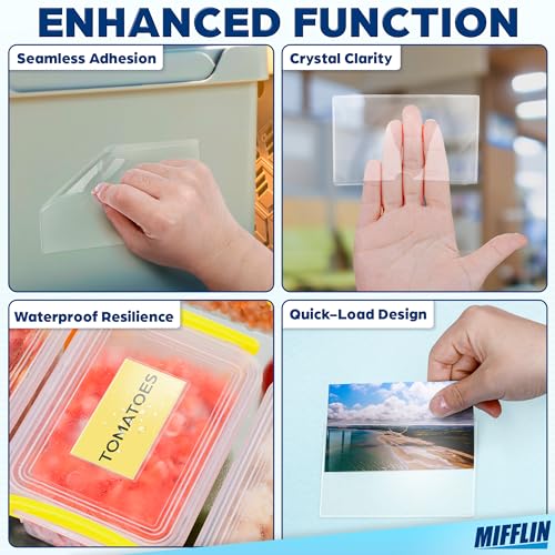 Mifflin-USA - Index Card Holder - 2x3.5”, 30 Pack - Clear Self-Adhesive Pockets - Label Holders for Organizing Storage Bins & Containers - Plastic Sleeves for Protecting Cards & Labels - Image 3
