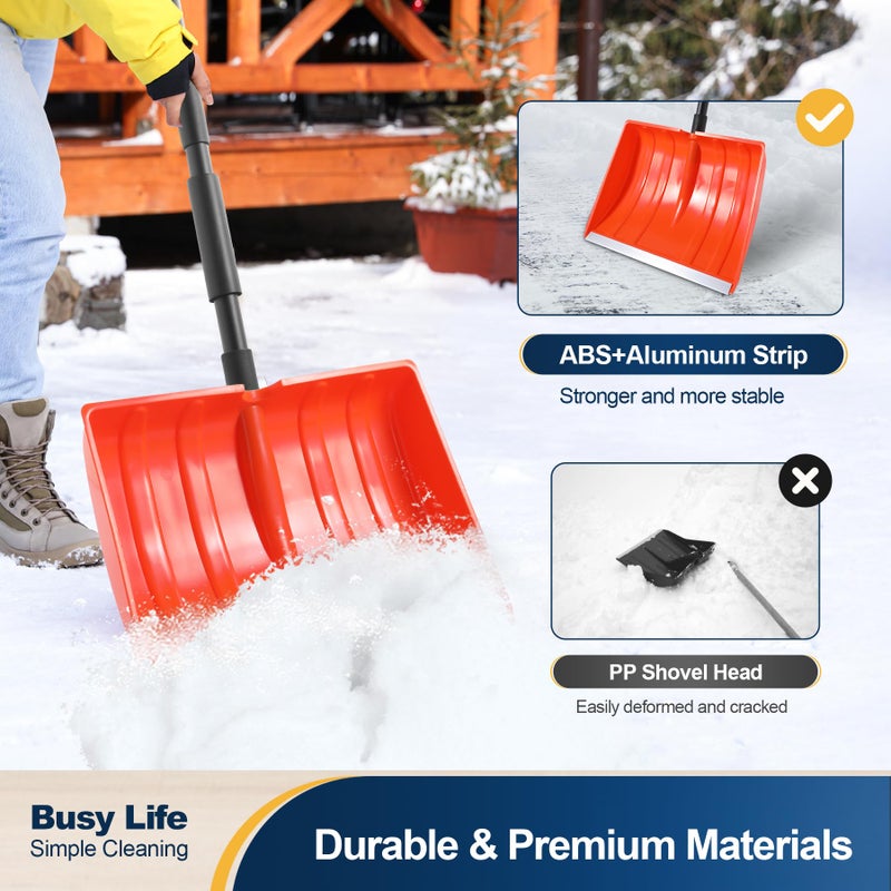 Yocada Snow Shovel for Driveway Home Garage Snow Removal Aluminum Strip with D-Grip Handle 55 inch Long Large Capacity Shovel for Garden Car Camping Outdoor Orange - Image 5