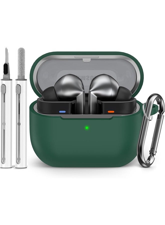 SJet Samsung Galaxy Buds 3 & Pro Case Cover with Cleaner Kit, Soft Silicone Case with Carabiner(Green) - Image 1