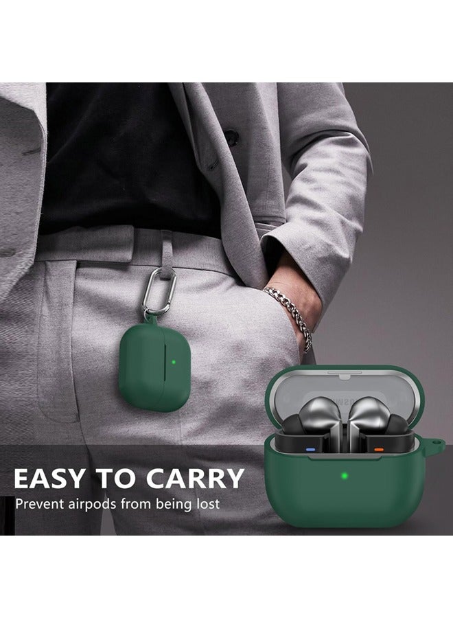 SJet Samsung Galaxy Buds 3 & Pro Case Cover with Cleaner Kit, Soft Silicone Case with Carabiner(Green) - Image 5