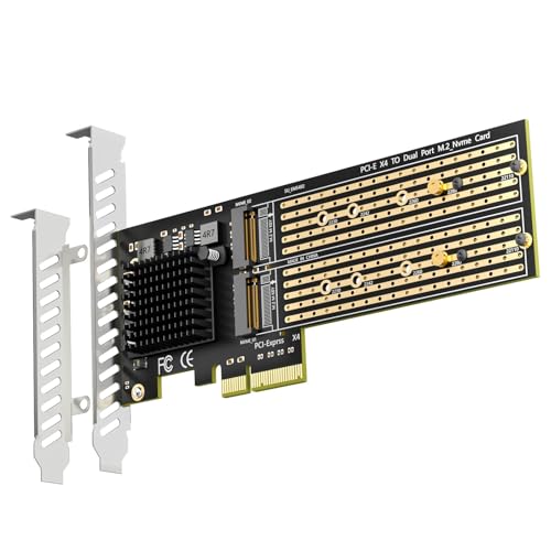 GLOTRENDS PA20 Dual M.2 NVMe to PCIe 3.0 X4 Adapter with PCIe Bifurcation, Setup Soft M.2 NVMe RAID via OS Tool (Support 22110/2280 Size) - Image 1