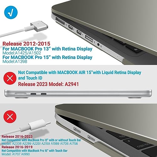 IBENZER Compatible with MacBook Pro 13 Inch Case 2015 2014 2013 end 2012 A1502 A1425, Hard Shell Case & Keyboard Cover & Screen Protector for Old Version Apple Mac Retina 13, Gray, R13GY+2 - Image 4
