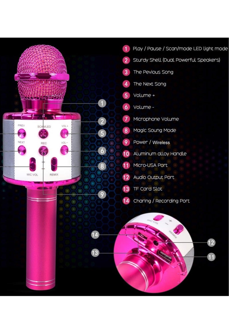ELTRAZONE 4 in 1 Karaoke Wireless Microphone with LED Lights, Portable Microphone for Kids, Great Gifts Toys for Kids, Girls, Boys and Adults (Purple) - Image 5