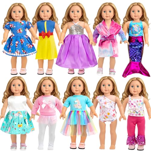 WONDOLL 18inch Doll Clothes and Accessories 10 Sets Compatible with 18inchDolls Outfits Christmas Birthday Gift for Little Girls - Image 1