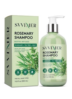Rosemary Hair Growth Shampoo: Thickening and Regrowth Formula for Men & Women - Rosemary Mint Strengthening Shampoo with Tea Tree Oil Biotin - For Thinning Hair and Hair Loss 11.8 fl.oz