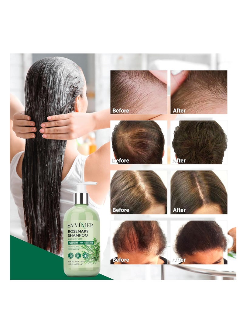 Svvimer - Rosemary Hair Growth Shampoo: Thickening and Regrowth Formula for Men & Women - Rosemary Mint Strengthening Shampoo with Tea Tree Oil Biotin - For Thinning Hair and Hair Loss 11.8 fl.oz - Image 1