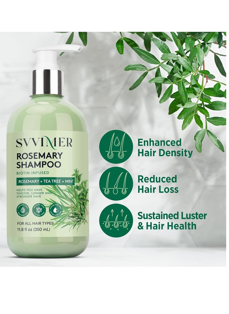 Svvimer - Rosemary Hair Growth Shampoo: Thickening and Regrowth Formula for Men & Women - Rosemary Mint Strengthening Shampoo with Tea Tree Oil Biotin - For Thinning Hair and Hair Loss 11.8 fl.oz - Image 1