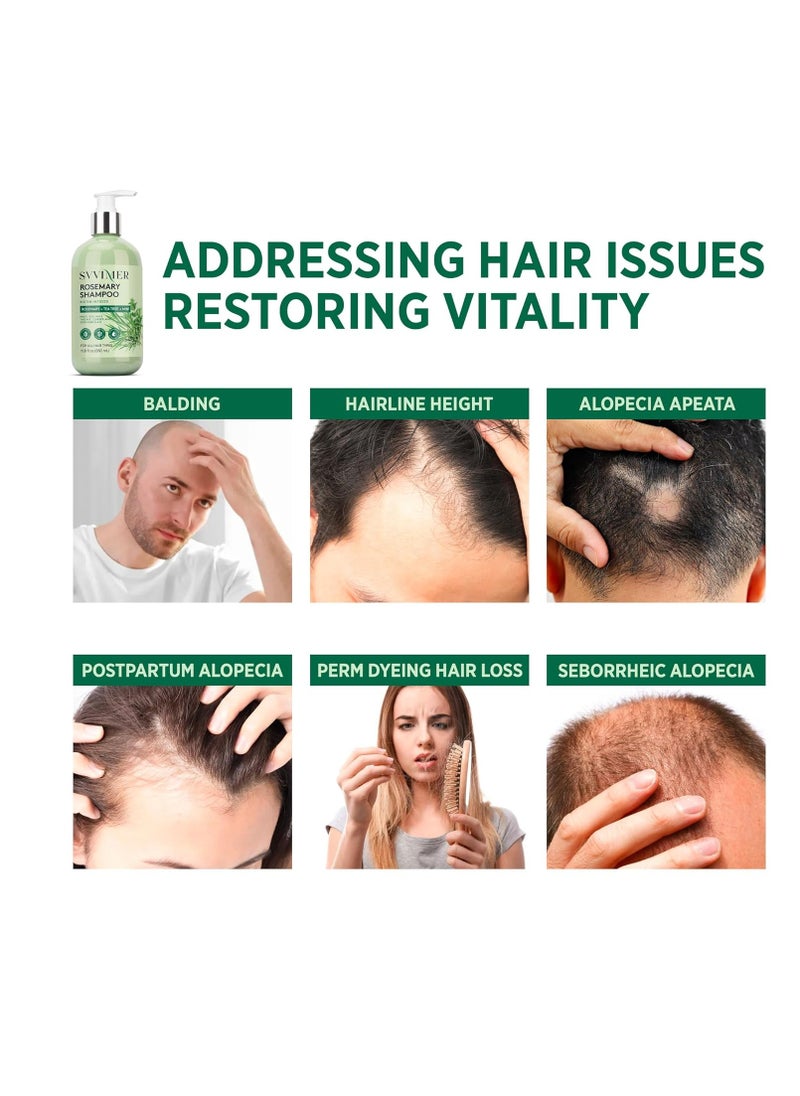Svvimer - Rosemary Hair Growth Shampoo: Thickening and Regrowth Formula for Men & Women - Rosemary Mint Strengthening Shampoo with Tea Tree Oil Biotin - For Thinning Hair and Hair Loss 11.8 fl.oz - Image 1