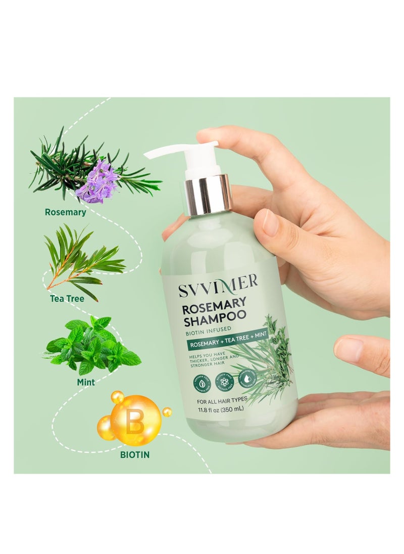 Svvimer - Rosemary Hair Growth Shampoo: Thickening and Regrowth Formula for Men & Women - Rosemary Mint Strengthening Shampoo with Tea Tree Oil Biotin - For Thinning Hair and Hair Loss 11.8 fl.oz - Image 1