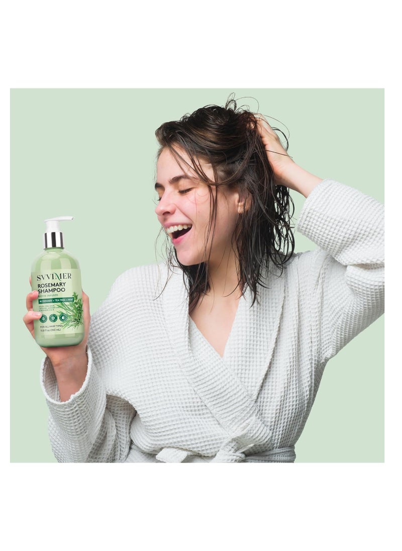 Svvimer - Rosemary Hair Growth Shampoo: Thickening and Regrowth Formula for Men & Women - Rosemary Mint Strengthening Shampoo with Tea Tree Oil Biotin - For Thinning Hair and Hair Loss 11.8 fl.oz - Image 1