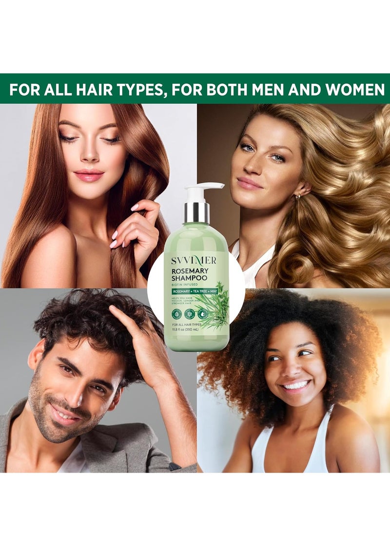 Svvimer - Rosemary Hair Growth Shampoo: Thickening and Regrowth Formula for Men & Women - Rosemary Mint Strengthening Shampoo with Tea Tree Oil Biotin - For Thinning Hair and Hair Loss 11.8 fl.oz - Image 1
