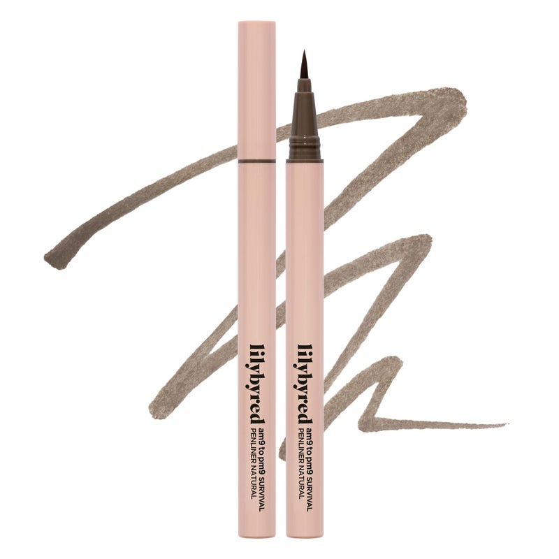 lilybyred AM9 to PM9 Survival Penliner Natural Korean Soft Ash Tone Liquid Eyeliner 01mm UltraFine Brush QuickDry SmudgeProof Layerable Ash Pigment Buildable Color 0035 oz 02 Ash Brown - Image 3