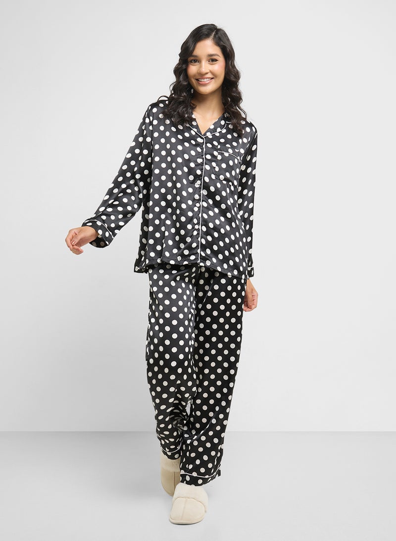 Ginger Satin Polka Dot Shirt & Pyjama Set  - Image 5