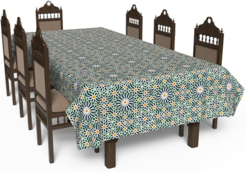 ART MOOD HOME Ramadan's Unique Adden Tablecloth Waterproof Polyester Fabric Green * Blue 140W * 300L
