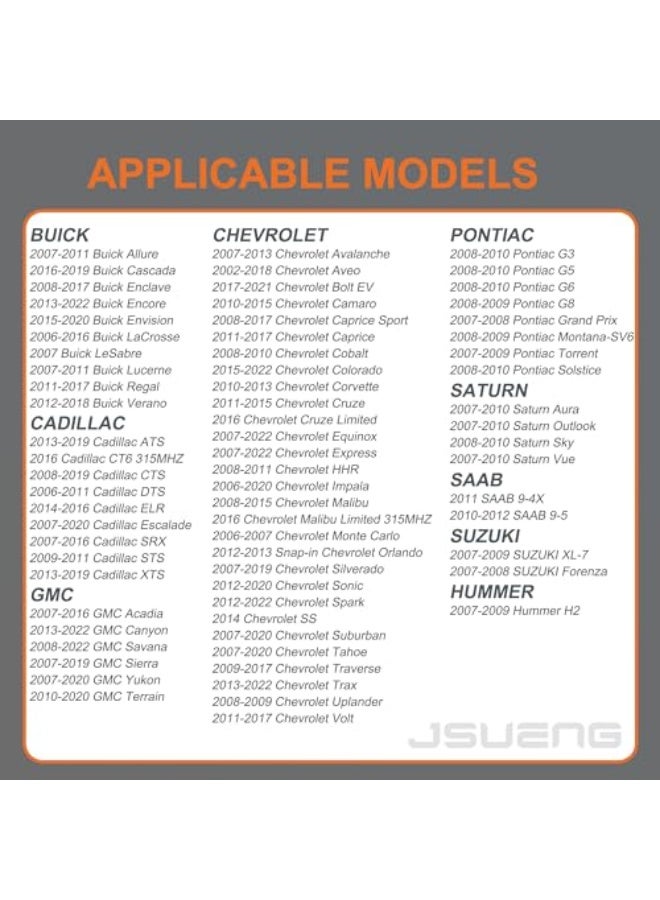 Jsueng TPMS Sensor 13586335 GM Tire Pressure Monitoring System Sensor 315MHZ Compatible with Buick Cadillac Chevy GMC Pontiac Saturn Set of Four (4) - Image 2