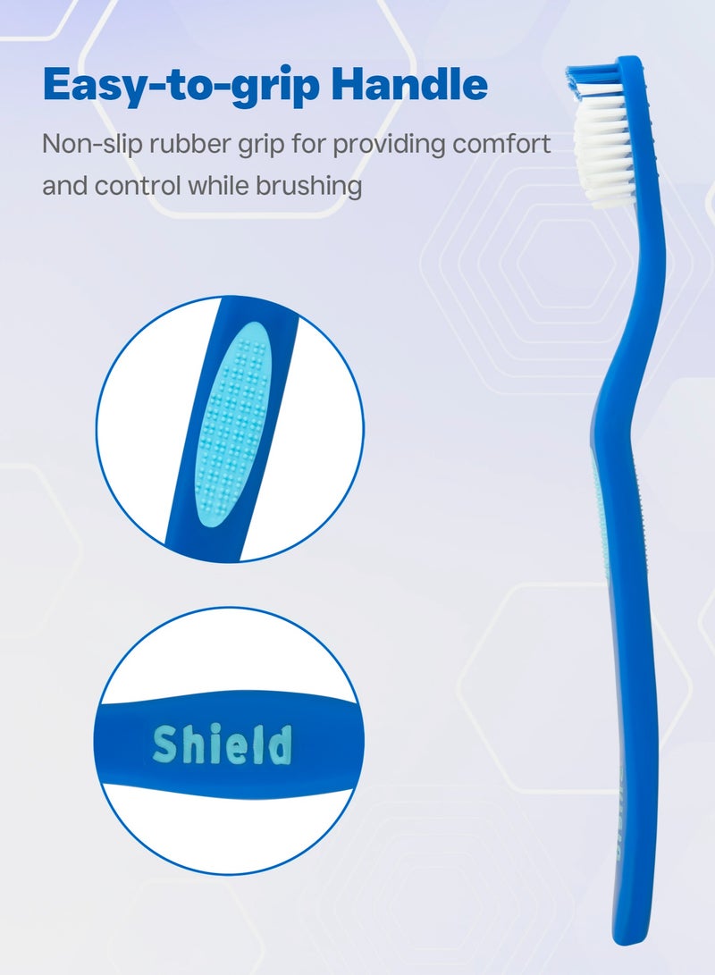 Shield Care فرشاة أسنان شيلد كير رايتو برقبة طويلة (رعاية عائلية - شعيرات متوسطة) ، 4 ألوان - 4 قطع (عبوة من 1) - Image 2