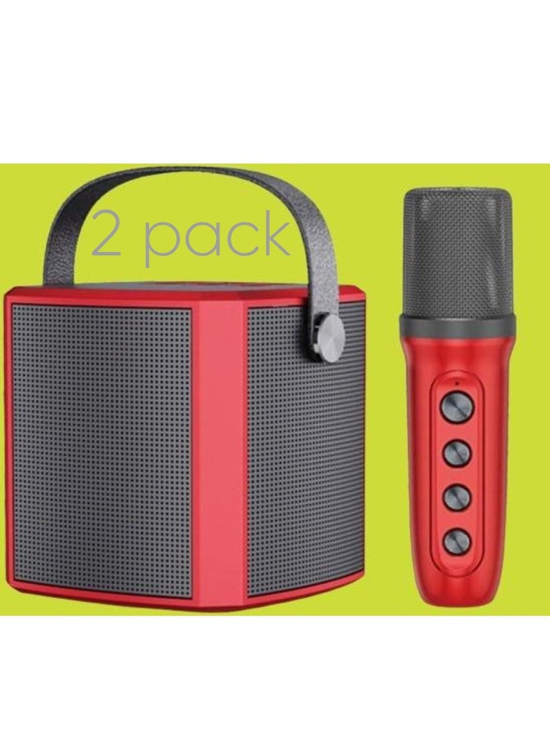 ELTRAZONE 2 Pack Portable Bluetooth Karaoke Speaker with Rechargeable Wireless Microphone, Type-C Charging, Multiple Voice Modes, TF Card Support – Red, Perfect for Parties, Karaoke and Home Entertainment - Image 1