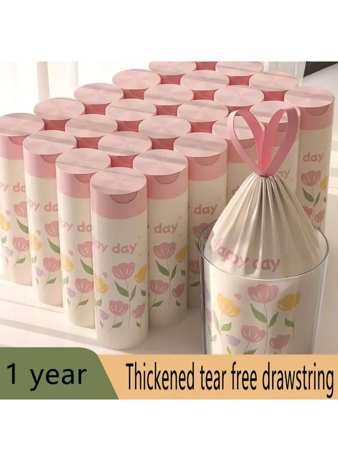 Tulip Flower Trash Bags With Drawstring 118pcs HDPE Disposable Waste Sacks - Image 4