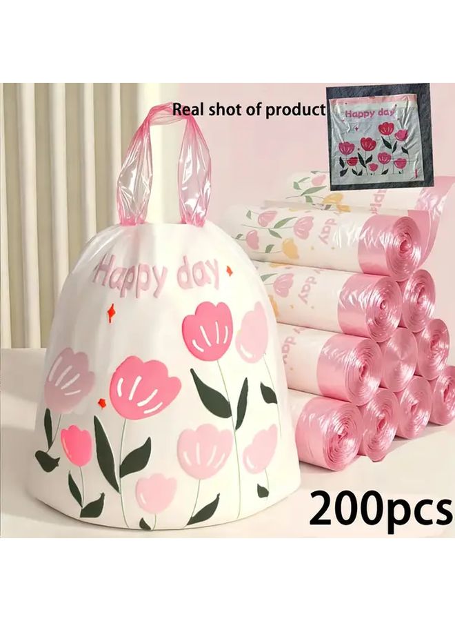 Tulip Flower Trash Bags With Drawstring 118pcs HDPE Disposable Waste Sacks - Image 3