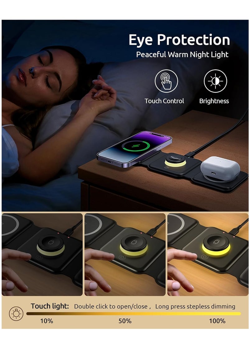 ELTRAZONE 3-in-1 Foldable Wireless Charger – Fast Magnetic Charging Station for iPhone 16/15/14/13/12/11 Pro Max/X/XS, AirPods 3/2/Pro & Apple Watch  - Image 4