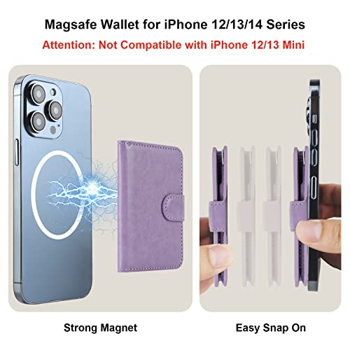 Bocasal for MagSafe Wallet Magnetic Card Holder, RFID Blocking Leather Card Slots for iPhone 16/15/14/13/12 Pro/Max/Plus, Adjustable Kickstand Flip Mag Safe Wallet (Purple) - Image 2
