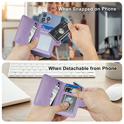 Bocasal for MagSafe Wallet Magnetic Card Holder, RFID Blocking Leather Card Slots for iPhone 16/15/14/13/12 Pro/Max/Plus, Adjustable Kickstand Flip Mag Safe Wallet (Purple) - Image 4