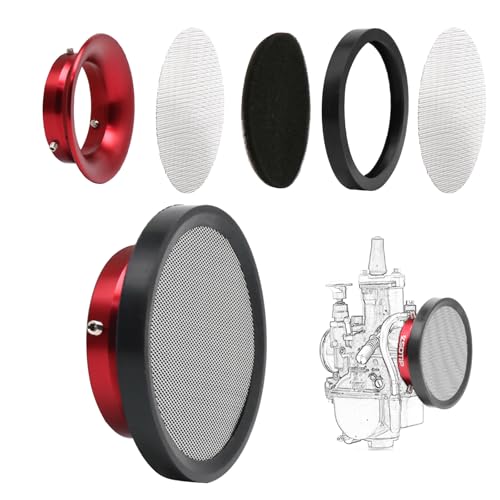 ZSDTRP Carburetor Carb Velocity Stack Air Filter Cleaner Modified Trumpet Aluminum Alloy with Sponge Filter Steel Mesh for PWK3234mm Short Style Fast Intake Suggest for Small Displacement Red55mm - Image 1