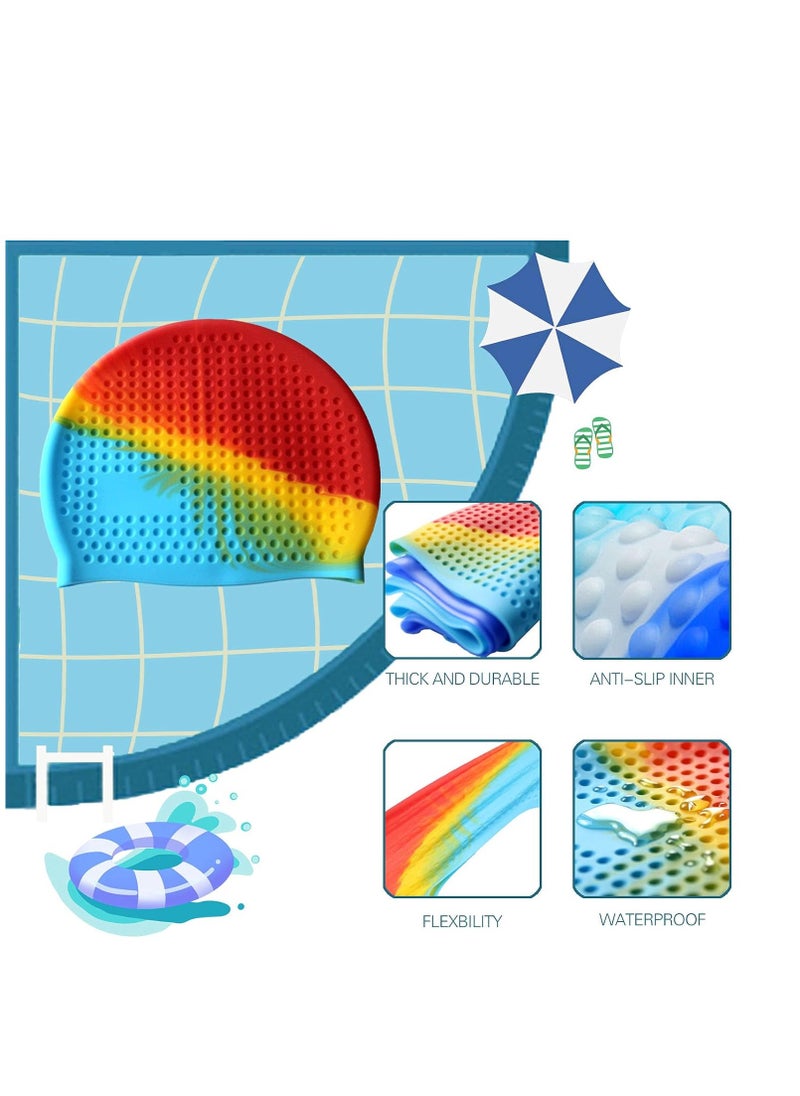 MUMS PLANET - Silicone Swim Cap With High Performance Material And Hydrodynamic Shape One Size Fits All For Adults - Multi Color - Image 1