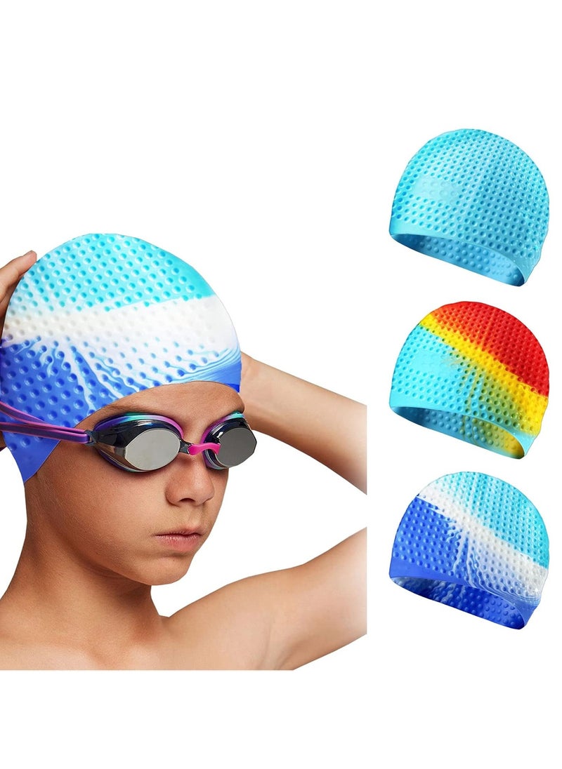MUMS PLANET - Silicone Swim Cap With High Performance Material And Hydrodynamic Shape One Size Fits All For Adults - Multi Color - Image 1