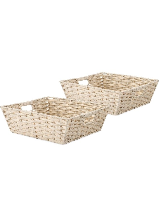 Whitmor Split Rattique Rectangular Storage Shelf Tote Linen 5.13 x 13.13 x 15.13 Inch 5768-2711-2-LIN 